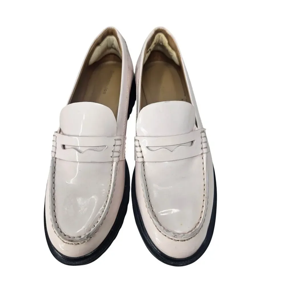 Reformation Agathea 7 Pink Chunky Penny Loafer Academia Preppy Patent Leather